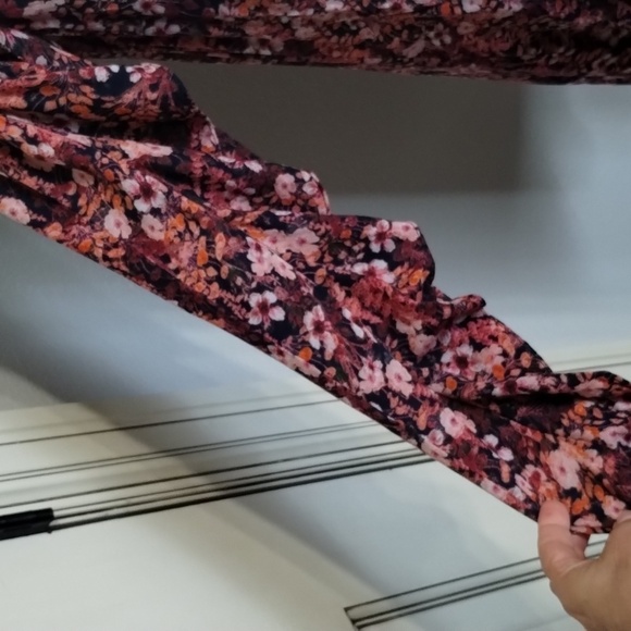 H&M women's size 6 floral fitted dress ruffle long sleeve lined - Picture 3 of 12